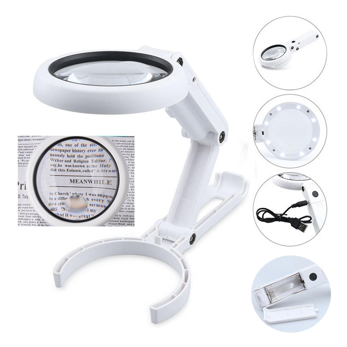 11X 5X Magnifying Glass with Light, Handsfree Large Magnifying Glass  Lighted Magnifier Led Magnifiers for Macular Degeneration, Seniors Reading